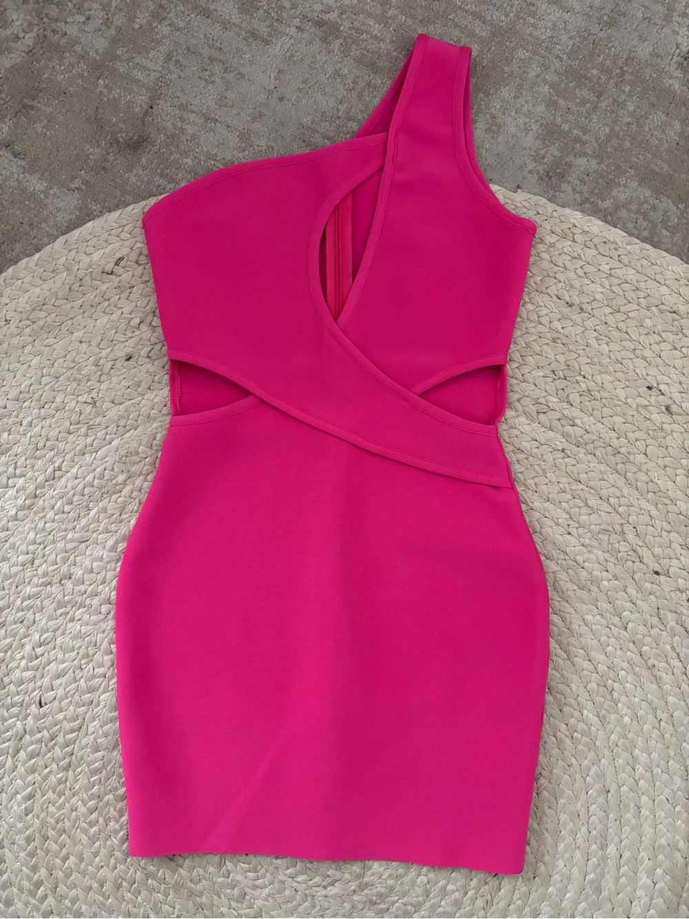 Hot Pink One-Shoulder Cutout Bodycon Dress